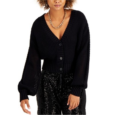 I.N.C International Concepts Womens Mixed-Stitch Cardigan Sweater, Black, Large