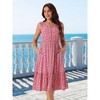 INSPIRE CHIC Women's Summer Boho Beach V Neck Sleeveless Floral Flowy Tiered Midi Dress with Pockets - 3 of 4