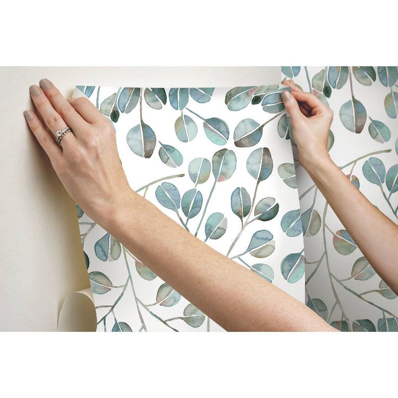 RoomMates Cat Coquillette Eucalyptus Peel and Stick Wallpaper Blue, 3 of 10