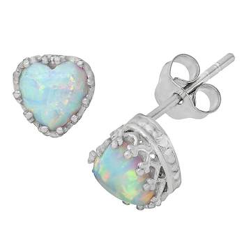 Opal And Amethyst Accent Stud Earrings In Sterling Silver : Target