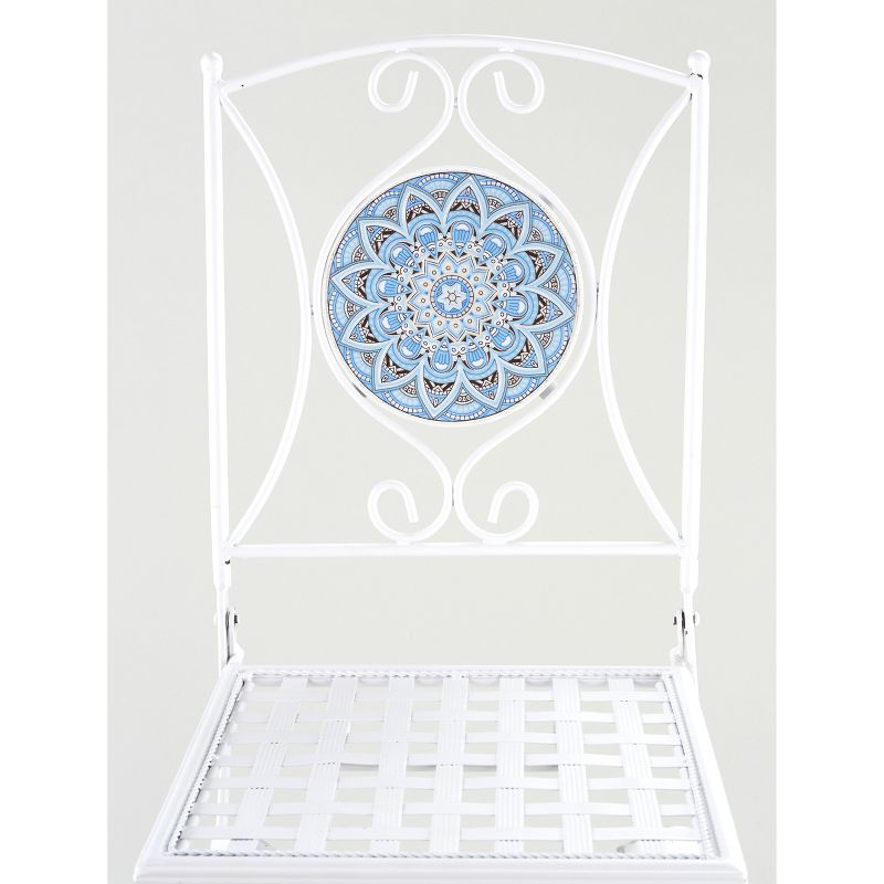 The Lakeside Collection Metal Folding Patio Chair with Decorative Tile Mosaic, 2 of 6