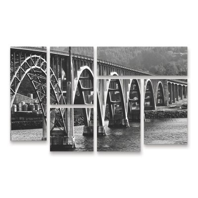 Trademark Fine Art Susan Vizvary Photography Oregon Bridge in Black and White 3 Piece Panel Set Art