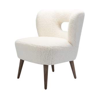 Inès Accent Chair Upholstery Fluffy Fabric Barrel Chair Living Room | Karat Home