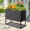 Lirago 3 ft. H x 1.5 ft. W Raised Garden Bed Metal Planter Box Black Rectangular Raised Gardens Planters with Trellis Elevated Planter - 2 of 4