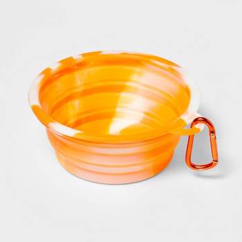 Collapsible Dog Bowl with Carabiner - Tie-Dye Orange - Sun Squad™