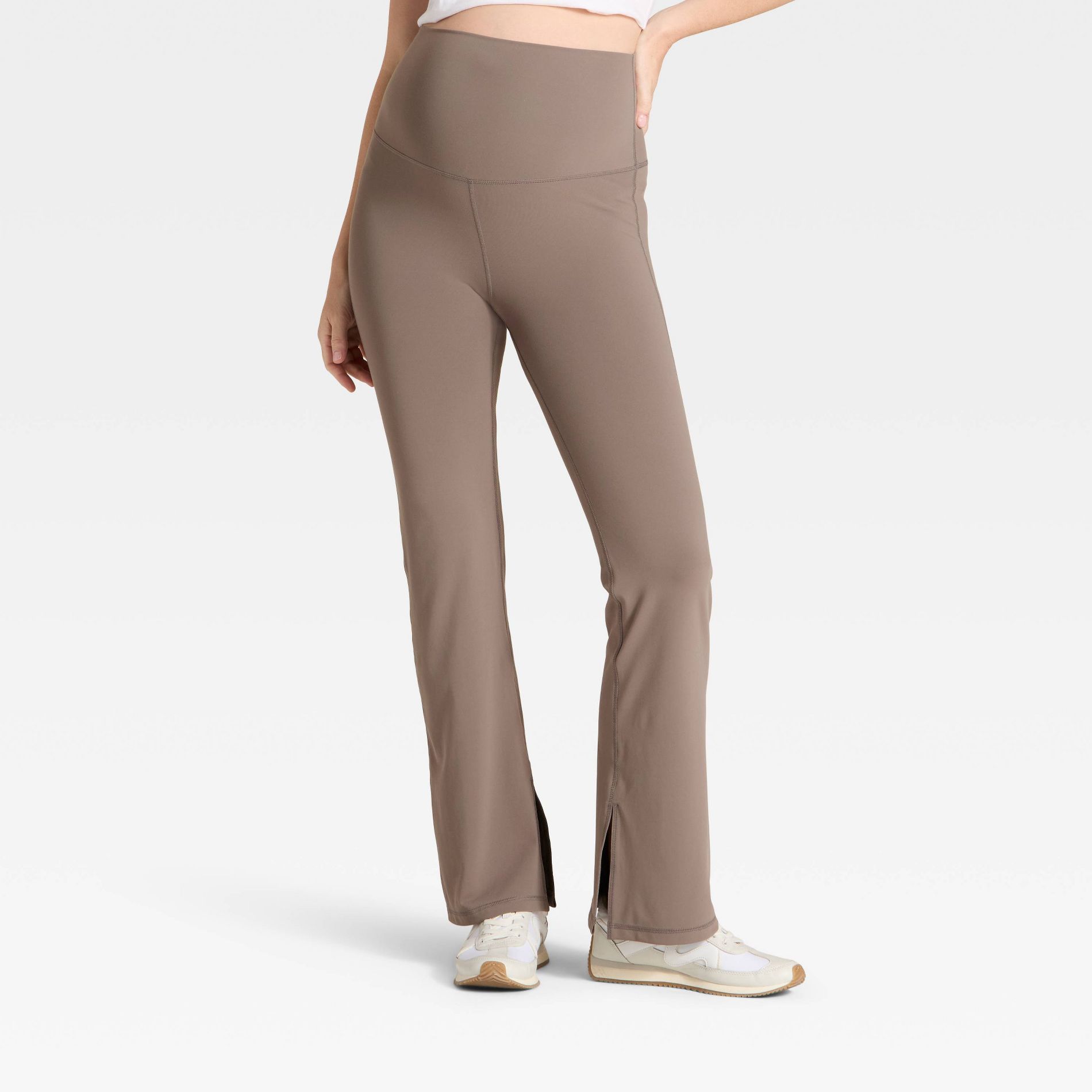 Slit Hem Flare Maternity Leggings - Isabel Maternity by Ingrid & Isabel™ Taupe M