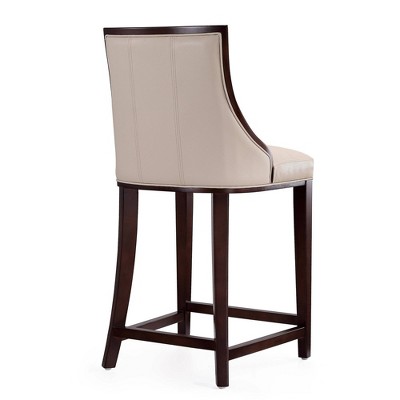 Cream Faux Leather and Beech Wood Counter Stool, 26" Height