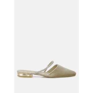 Turnon Velvet Diamante Detail Flat Mules - 1 of 4