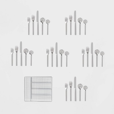 30pc Squared Straight Flatware Set with Caddy - Room Essentials™ MISSING PIECES/ACCESSORIES