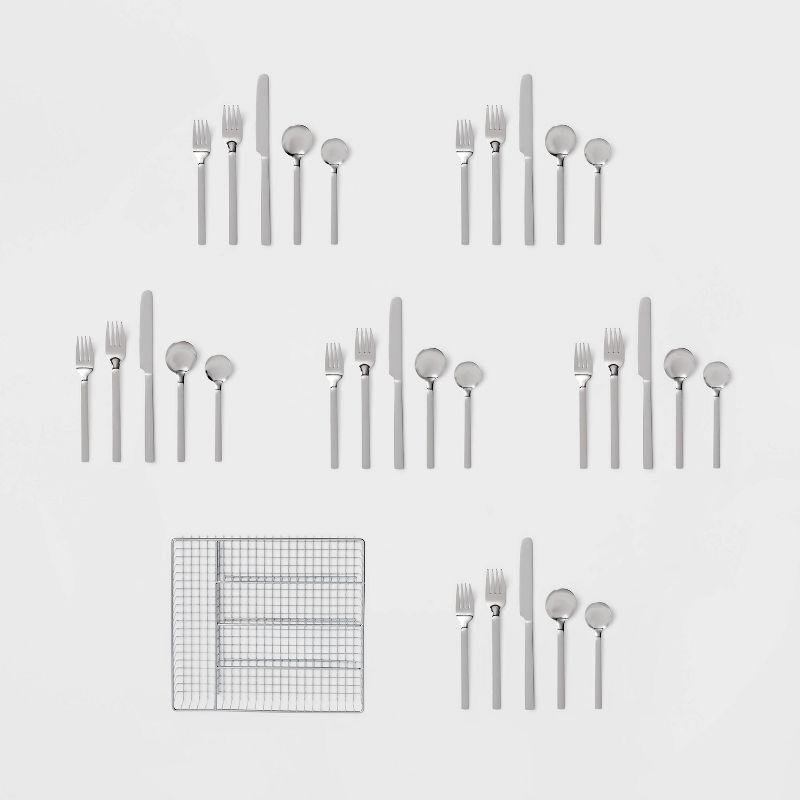 30pc Squared Straight Flatware Set with Caddy - Room Essentials&#8482;, 5 of 6