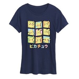 Women's - Pokémon - Pastel Pikachu Expression Grid Short Sleeve Graphic T-Shirt - 1 of 4