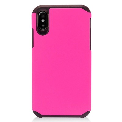 Insten Dual Layer [Shock Absorbing] Hybrid Hard Plastic/Soft TPU Rubber Case Cover For Apple iPhone XS Max, Hot Pink/Black by Eagle