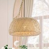 18" 1-Light Mateo Farmhouse Coastal Bamboo LED Pendant Brown - JONATHAN Y: UL Listed, Adjustable Height, Metal Body - 2 of 4