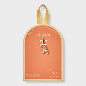 14K Gold Dipped Ballet Slippers Charm - A New Day™ Gold/Pink - 1 of 2