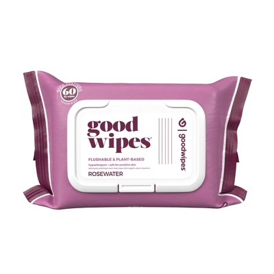 Goodwipes Rosewater Flushable Wipes - 2pk/60ct