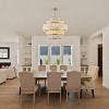 PAKOKULA 30 in. 12-Light Gold Bohemian Rattan Tiered Drum Chandelier with Beige Hand Woven Shades - 3 of 4