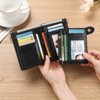 Clotth Small Wallets for Women - RFID Blocking Leather Bifold Double Zipper Wallet,Card Case Purse with 2 ID Windows - 2 of 4