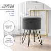 StorageBud Round Ottoman with Storage, Textured Velvet Storage Ottoman, Modern Foot Stool for Living Room and Bedroom - 3 of 4