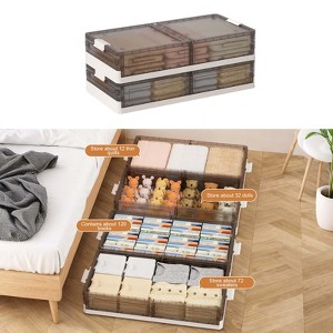 2-Pack Under Bed Storage Containers with Lids, Clear Plastic Bins with Latches, Stackable Underbed Organizer Boxes for Clothes, Shoes, Towels - 1 of 4