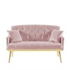 Upholstered Loveseat Couch With 2 Pillows Metal Legs Foam Couch Sleeper Sofa For Guest Room Office Living Room - 3 of 4