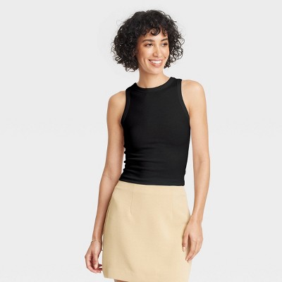 Women's Slim Fit Cropped Ribbed Tank Top - A New Day™