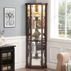 69" H Lighted Corner Curio Cabinet Display Case With Adjustable Shelves, Tempered Glass, Mirrored Back Panel - 3 of 4