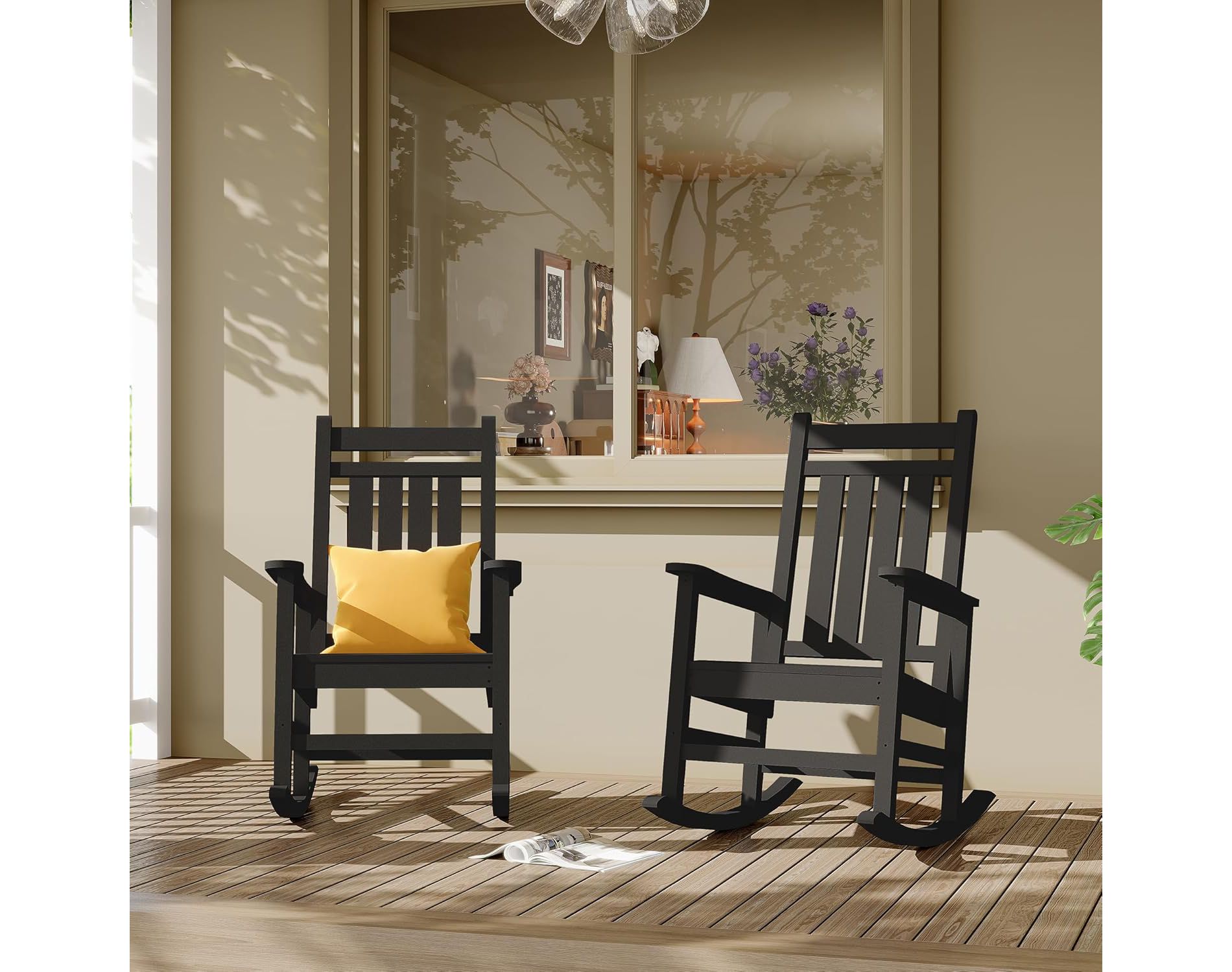 HDPE All-Weather Oversized Rocking Chair, 350lb Capacity, Stainless Steel & Anti-Rollover Design