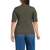 Lands' End Women's Elbow Sleeve Pointelle Rib Mock Neck - 2 of 4