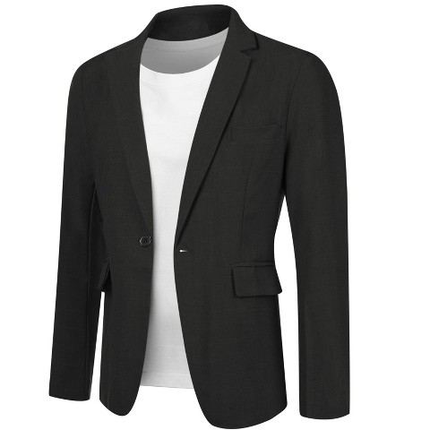 Мужские куртки Lars Amadeus Solid Color Prom Wedding Formal Suit Jacket Small Black