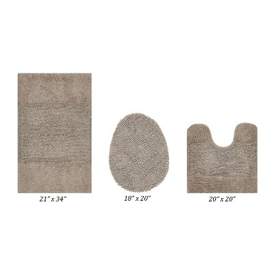 Granada 3 Piece Bath Rug Set 100% Premium Cotton Tufted Non-Slip Backing Bathmats for Bathroom, Super Soft Absorbent, Machine Washable