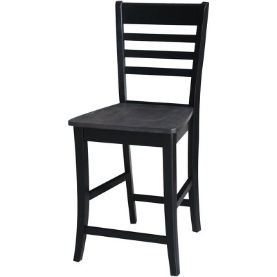 Cosmo Traditional 24" Ladder Back Counter Stool in Coal Black