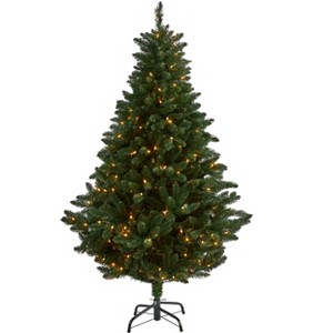 Nearly Natural 6-ft Northern Rocky Spruce Artificial Christmas Tree with 300 Clear Lights and 838 Bendable Branches - 1 of 4