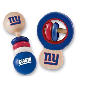 BabyFanatic Wood Rattle 2 Pack - NFL New York Giants Baby Toy Set - 1 of 4
