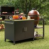 Famapy Outdoor Dining Tables BBQ Grill Table with Storage Cabinet, Black Steel Frame Bar Cart Kitchen Table - 2 of 4