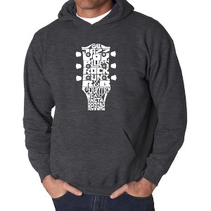 LA Pop Art Men's Word Art Hooded Sweatshirt - Guitar Head Music Genres - 1 of 4