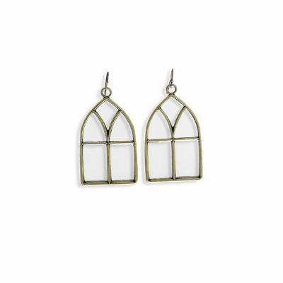 sanctuaire Stained Glass Statement Earrings Antique Gold