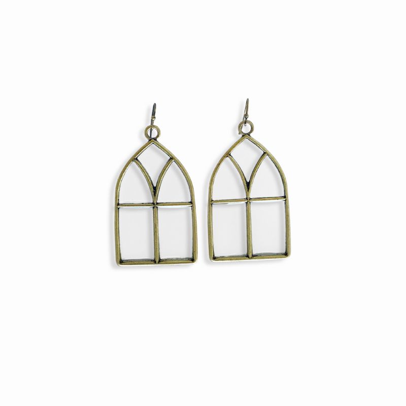 sanctuaire Stained Glass Statement Earrings Antique Gold, 1 of 5