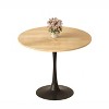 Gulches 24" Mini Round Dining Table, Natural Wood MDF Top with Steel Tulip Base, Multi-Functional for Small Spaces/Kitchen - 2 of 4