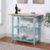 Breighton Home Designs2Go 3 Tier Butcher Block Kitchen Prep Island with Drawer in Sea Foam Blue/Butcher Block - 2 of 4