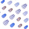 LOVELAY CREATIONS Blue Short Almond Press-On Nails with Bee Plaid Designs - 2 of 4