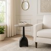 Modern Contemporary Accent Table with Marble Top and Sculpted Stone Aluminum Metal Base - 2 of 4