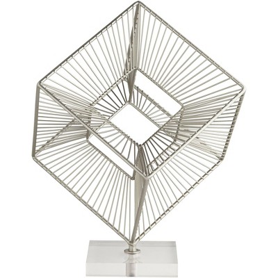 Studio 55D Abstract Cube 13 1/2" High Silver Metal Sculpture