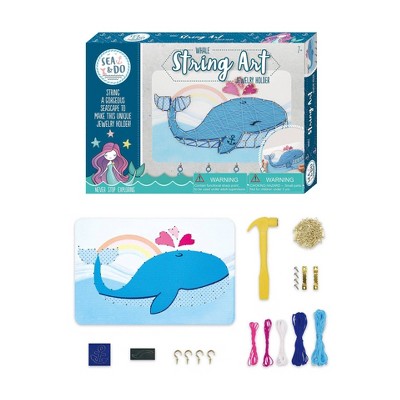 Bright Stripes Whale String Art Jewelry Holder