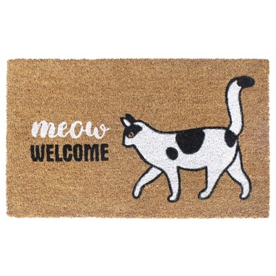 Raj Tufted Meow Welcome Doormat White/Black