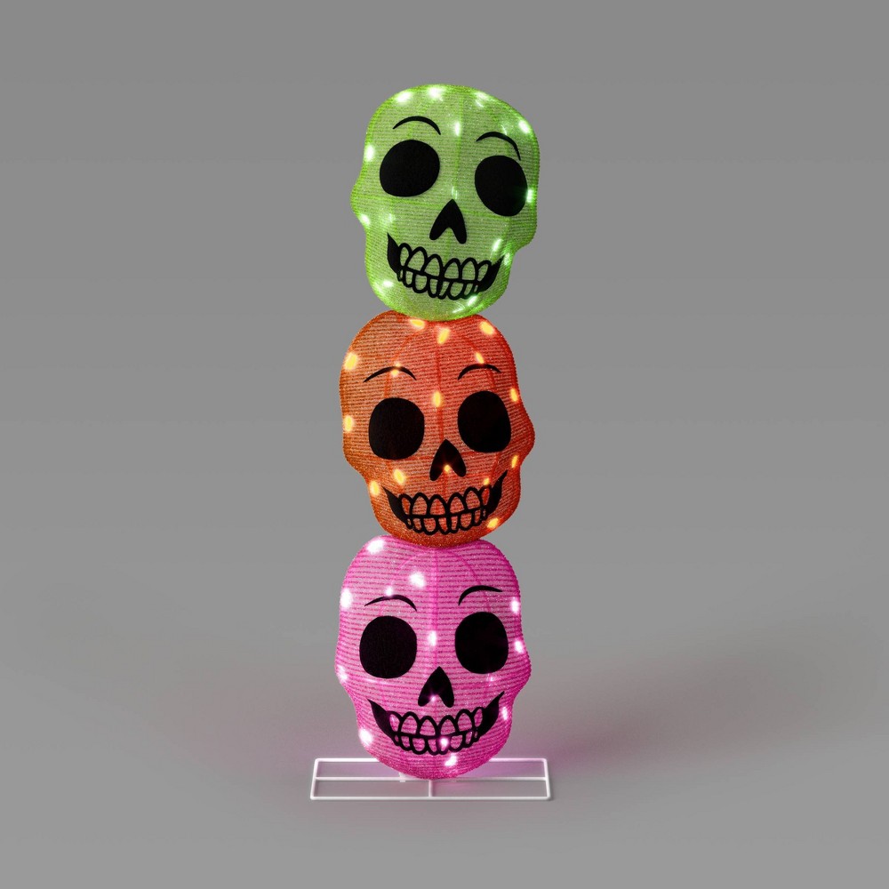 Photos - Floodlight / Street Light 36" 2D LED Tinsel Stacked Skulls Halloween Novelty Lights - Hyde & EEK! Bo