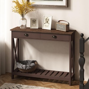 ORRD 40" Farmhouse Console Table with Drawer, Narrow Rustic Entryway Sofa Table with Storage Shelf（White） - 1 of 4