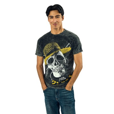 One Piece Live Action Oversized Straw Hat Skull & Crossbones Crew Neck Short Sleeve Men's Black T-shirt