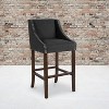 Emma and Oliver 30"H Transitional Upholstered Walnut Barstool with Accent Nails - 2 of 4