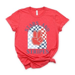 Simply Sage Market Women's Stars and Stripes Peace Short Sleeve Graphic Tee - 1 of 4