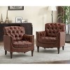 Set of 2 Enrique Genuine  Leather Armchair with Turned Legs | ARTFUL LIVING DESIGN - 2 of 4